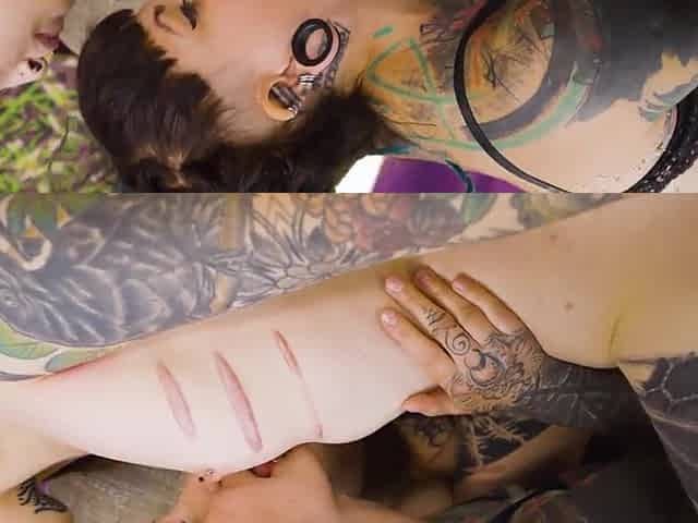 Heavily Inked Lesbian babes Devouring Every Other