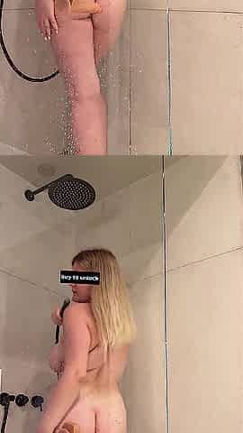 Excited Chunky Masturbates in Shower with Large Sextoy (TEASER)