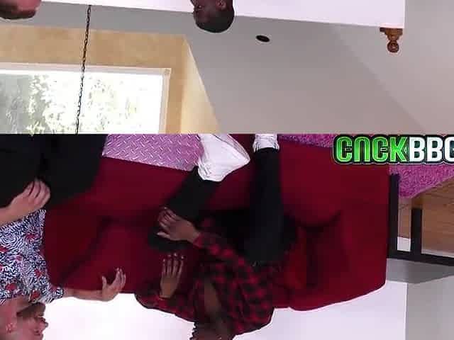 Cuckold Tells Oriental Wife To Take Care Of His Ebony Buddy