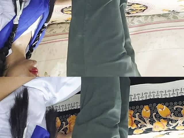 The teacher seduced the girl and put his dick in her mouth