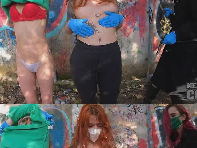 Graffiti Girls Nude Spray Painting