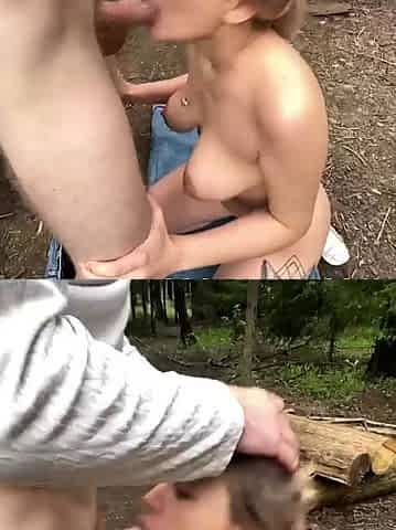 Horny blonde slut get creampie after hard pounding outdoor l