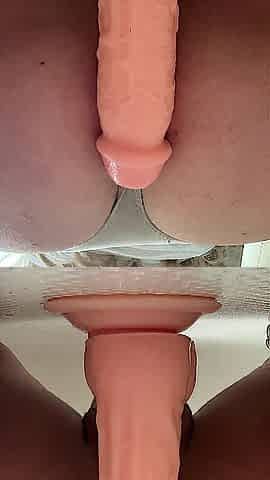 SLOW MO, BOOTY POV: Sexy golden-haired TGRIL gets turned on and begins squirting on her bang toy