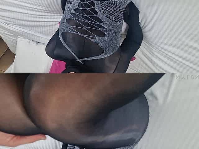 POV Elena Clark Masturbation Nylon Grey and Black