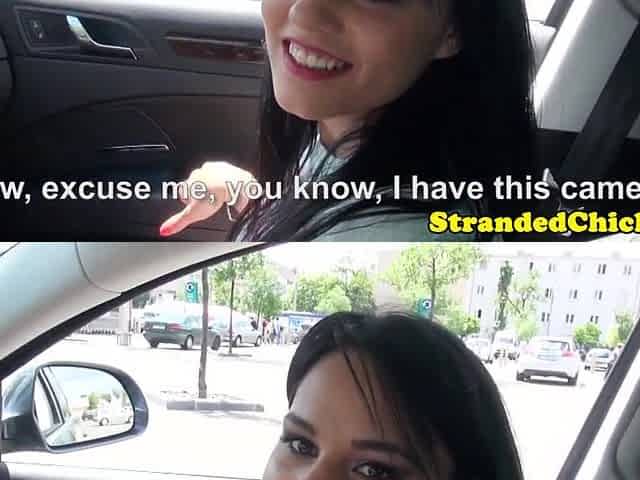 Stranded eurobabe nailed on cars backseat