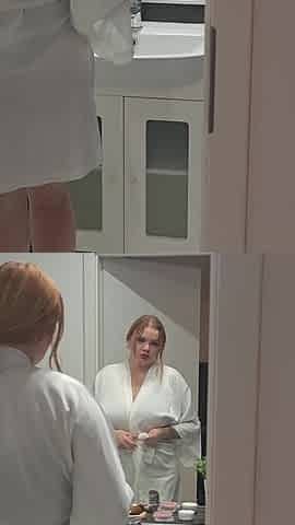 Beautiful Busty Babysitter Masturbates in Owners' Bedroom.