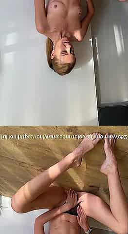 A slim hawt mamma gently masturbates her love button with a sex-toy and groans through the abode