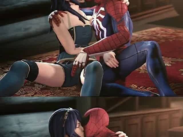 Lucina with Spider-Guy making love in their home