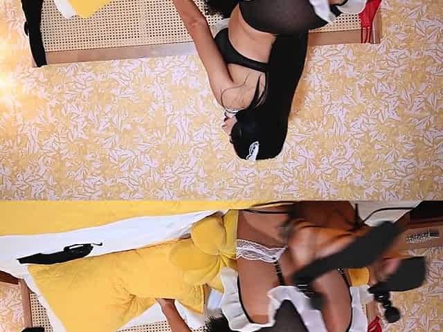 Teen maid slips out of her sexy uniform