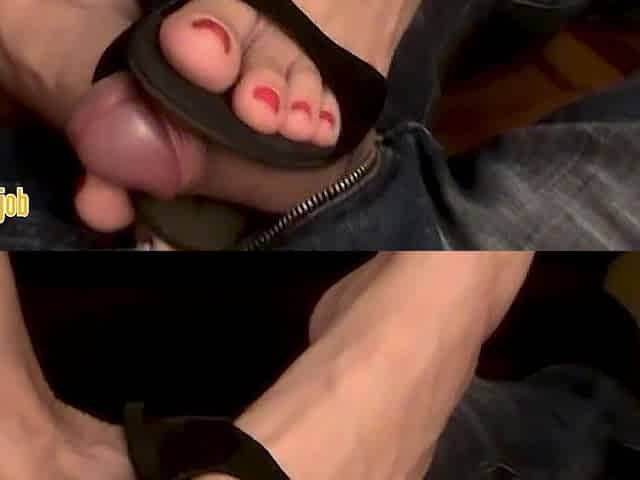 Hot Wife Footjob in Sexy High Heels