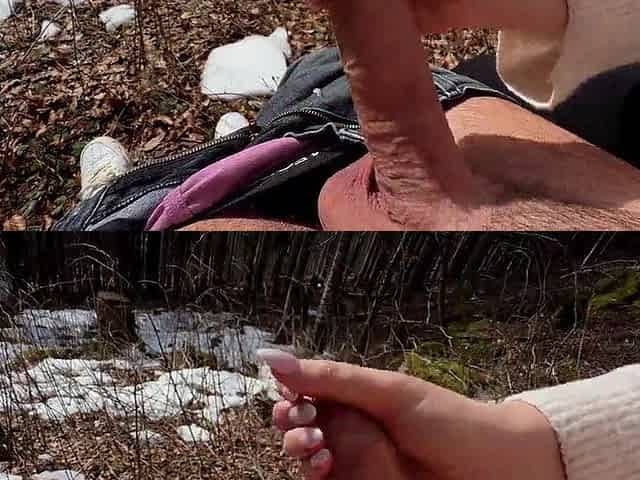 Outdoor Forest Pleasure - Juicy Tugjob, Unfathomable Oral pleasure and risky Doggy Screw