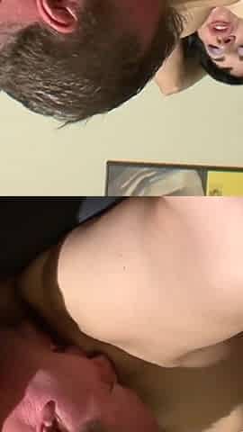 Hot MILF sprayed on her face from her dude