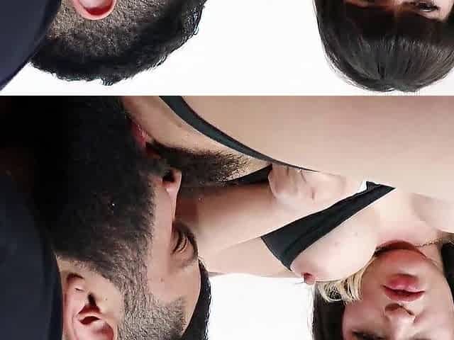 Screwing this nasty white gal's bushy cunt and butt