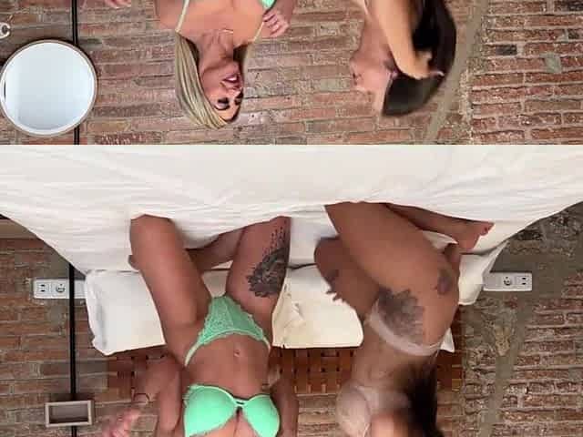 Foursome. Sexually excited beauties ride our jock during the time that playing lesbo games with every other
