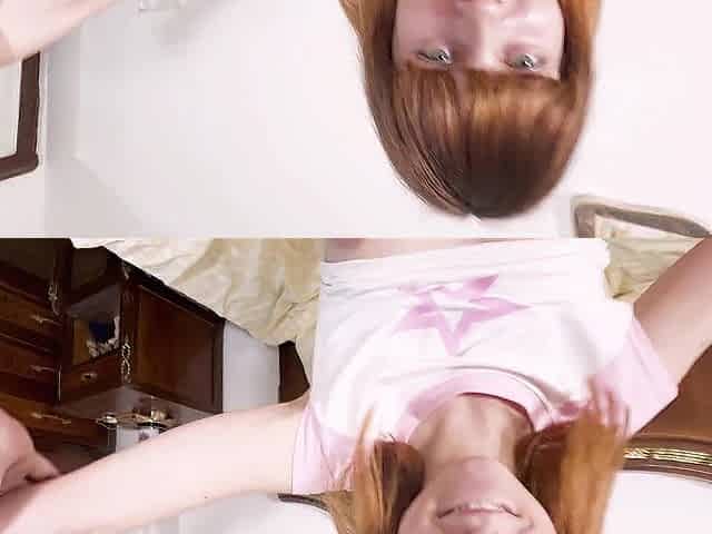 Cute small teen eighteen redhead screw in pajamas by granddad