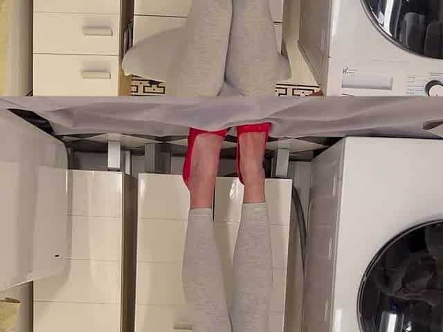 Wetting my Leggins and Red High Heels