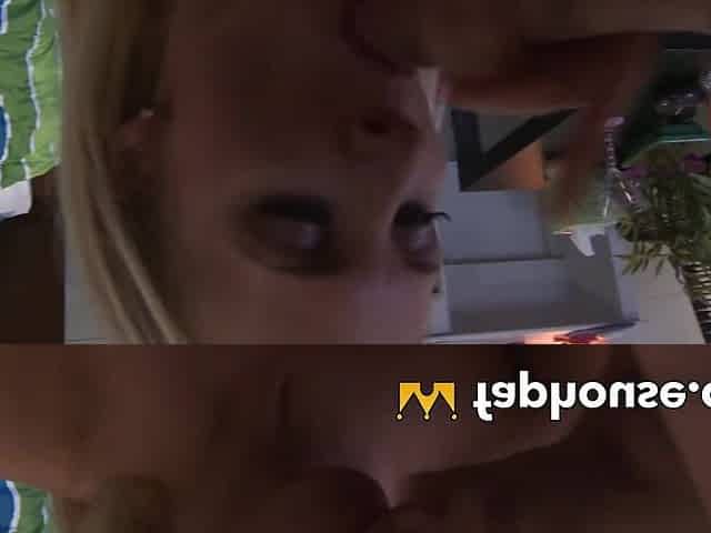 Blonde Teen Babe Gargles Sausage midst Hump - XXX Uncensored Taste of Pussy!