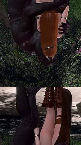 Queen of the Jungle with Big Lactating Tits Fucked and Bred by Black Monster Cock