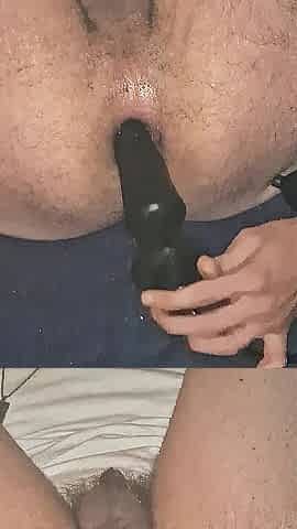 Inflatable Analplug widens Str8 chaps Booty wide for a gape
