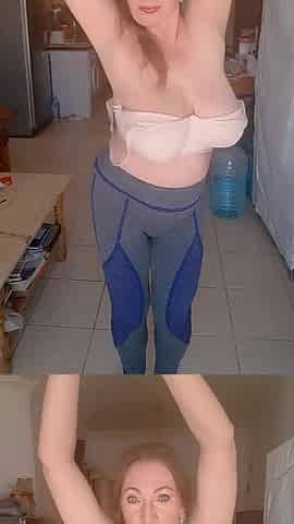 Striptease with Huge Tits and Pussy Fingering