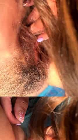 Masturbating amateur teen fucks both holes