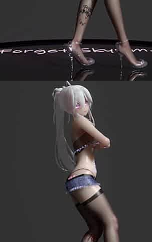 [mmd] Haku-wiggle; Erotic Tattoos; Black Stockings; Jeans; Glasses; Lingerie