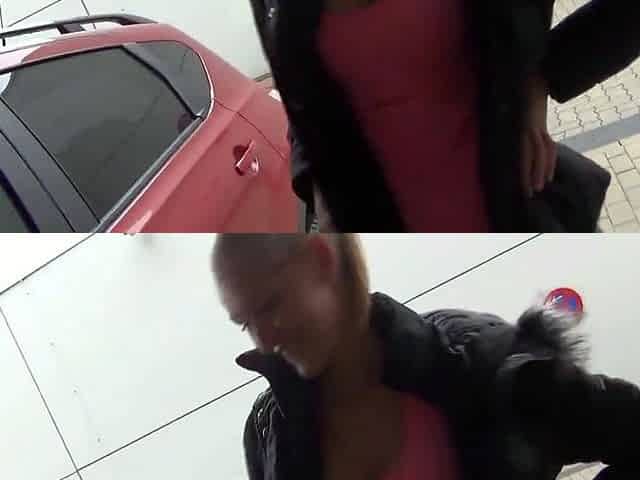 Blondine im Freien auf dem Parkplatz genommen!