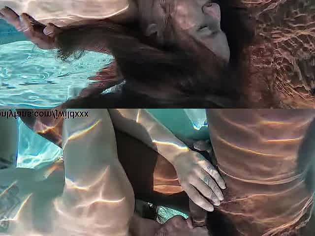 Neighbors share their pool lads Giant ebony weenie