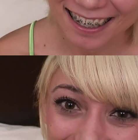 Teenager with braces gives amazing head