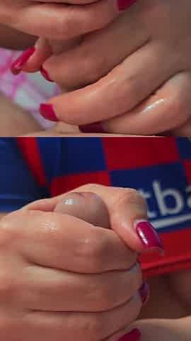Barcelona Fan Jerked off My Huge Cock on Cum on Her Huge Breasts