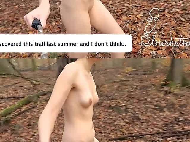 Getting caught walking exposed on a forest trail