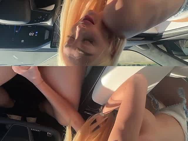British blonde is up for risky fuck in the car - Amateur Porn