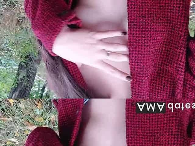 Risky Public Walk - Autumn Park Nudity