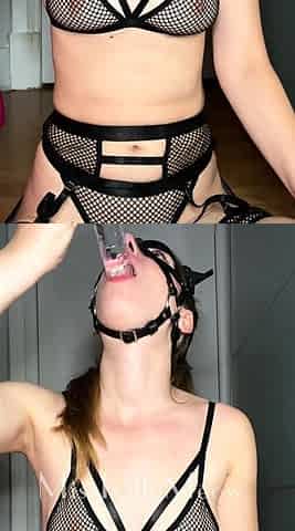 Independent Teen brunette girl toying pussy outdoor