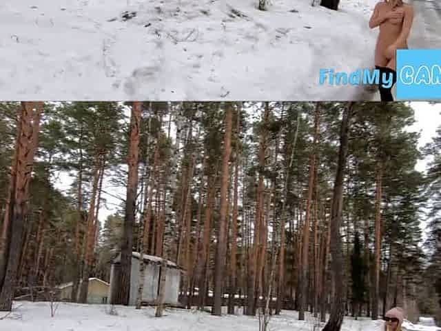 Nude Russian Girl with Tattoos in Abandoned Campsite