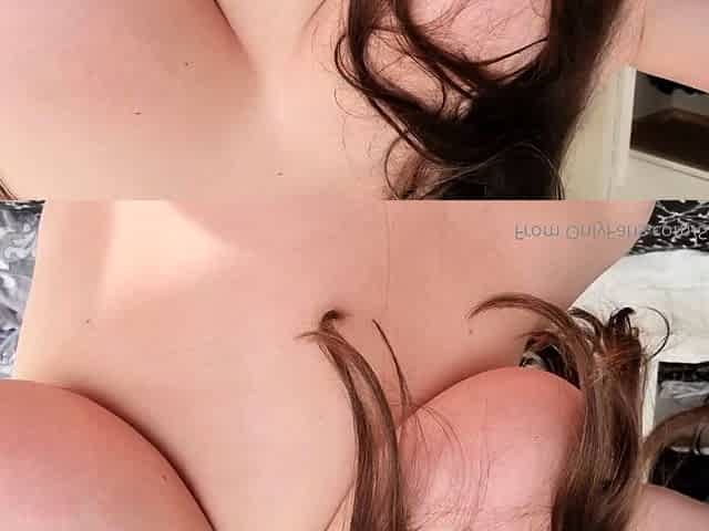 Hot babe with big boobs playing with her lactating boobs