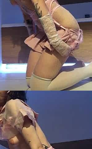 Cute Tattoed Teen in Pink Lingerie