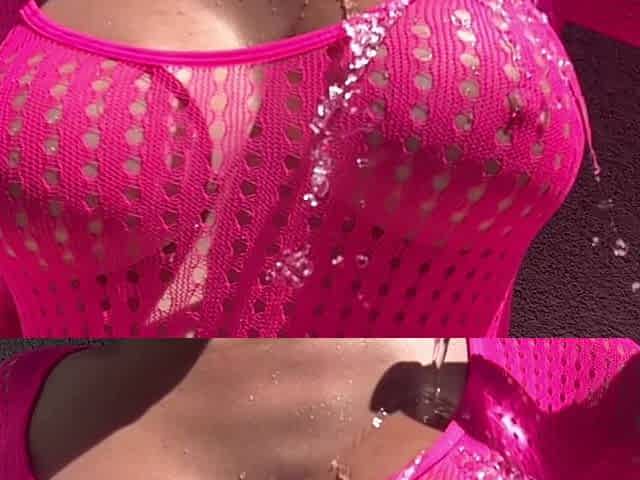 Italian Big Tits MILF Artemisia Love Hot Solo Big Juicy Boobs Bouncing Session Outdoor Water Play