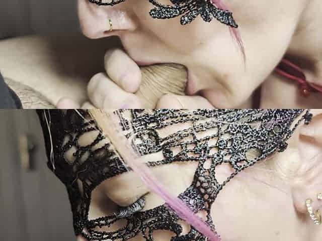 Afternoon Throat Service - Black Dress Swallows Every Drop
