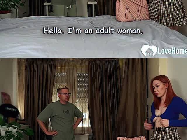 Redhead with large breasts likes to sit on my weenie