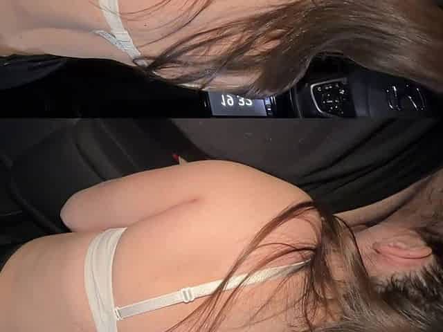 18-year-old Student Slut Gives a Wet, Dirty Blowjob in a Car