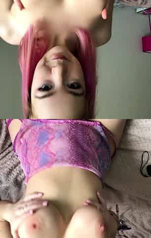 Natural redhead with real big boobs Scarlette masturbates