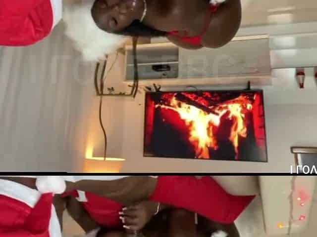 Christmas with this sexy ebony gal - 24cm of thick penis breaking this hawt married woman