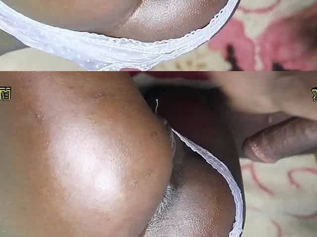 BLACK TEEN ANAL-ACT OF LOVE, PANTY TO THE SIDE WITH A LOT OF CUM