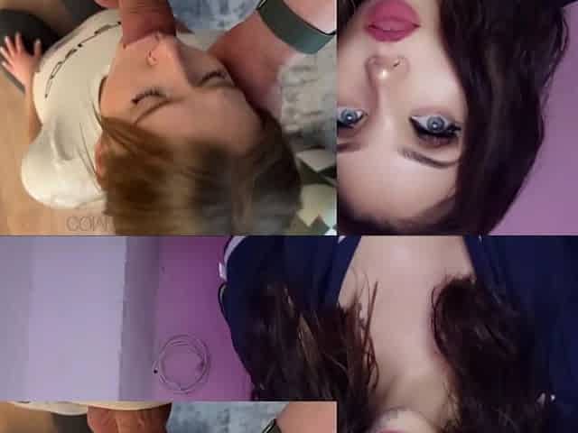 Golden-haired with large natural boobs bangs her boss
