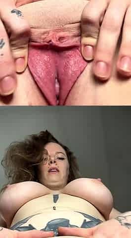 Close up solo fingering by blonde stunner
