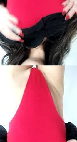 Busty brunette babe tease you with her big boobs