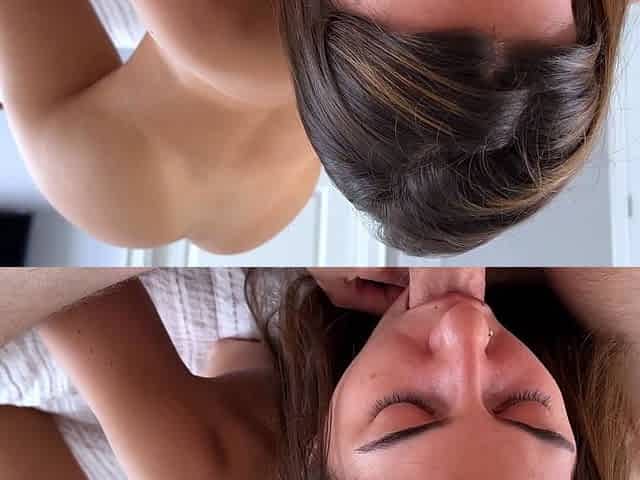 Hot POV homemade blowjob with brunette girlfriend