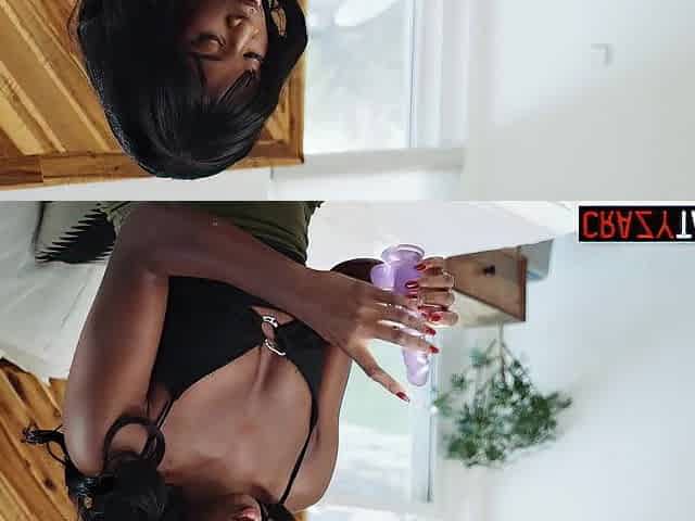 Hot black chick drank large knob and enjoyed coarse cunt screwing with roommate