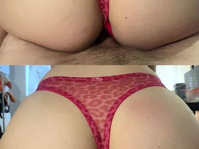 a beautiful girl with a big ass rides a cock in red panties